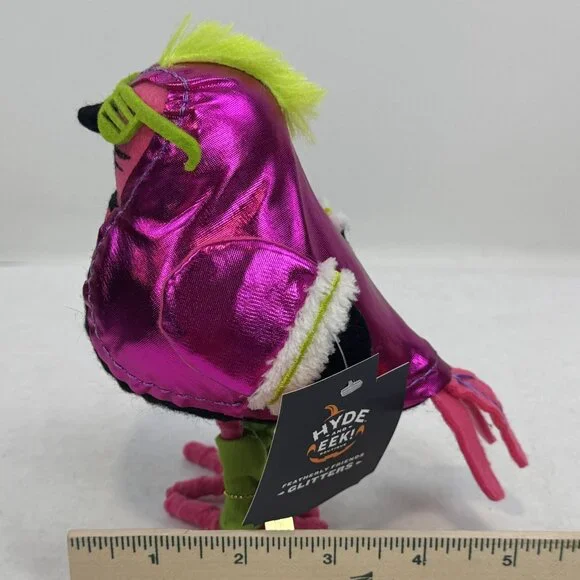 Hyde & Eek! Glitter Featherly Friends Halloween Bird Neon Pink 80's Skeleton NEW - Picture 12 of 12
